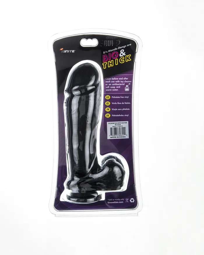 Dildos SI Novelties 10 Thick Cock Wballs Suction Black
