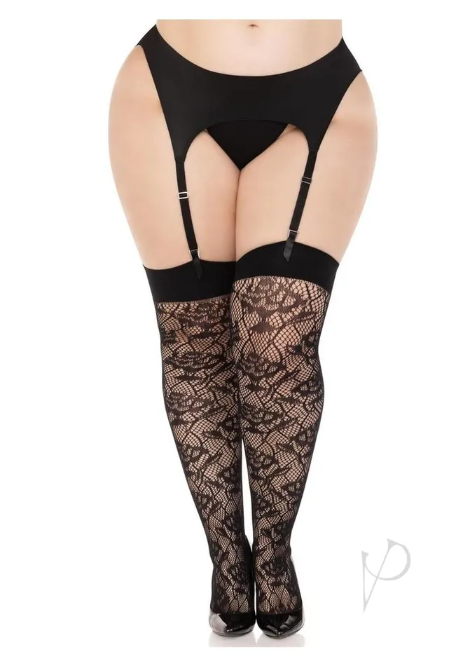 Leg Avenue Leg Avenue Wild Rose Net Thigh Highs 1x2x Vibrators