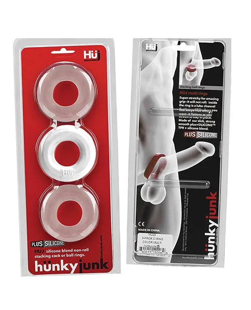 Male Sex Toys Hunky Junk 3 Pack C Ring Ice Blue Ox Designs LLCDba Oxballs