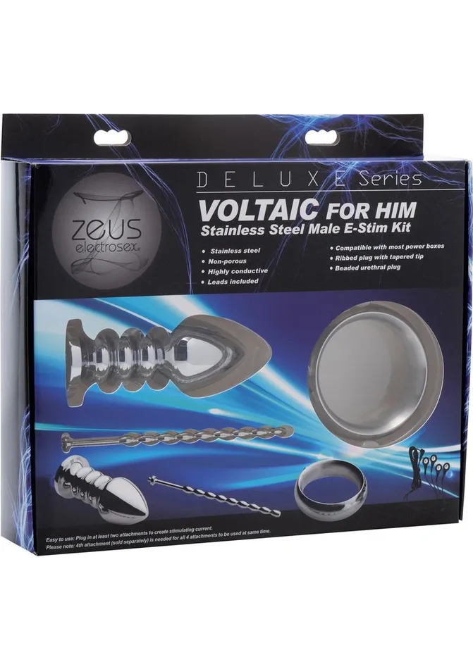 Zeus Electrosex Deluxe Voltaic For Him Stainless Steel EStim Kit Zeus Electrosex Anal