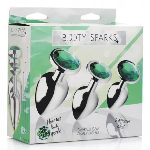 Anal XR Brands Booty Sparks Emerald Gem Anal Plug Set
