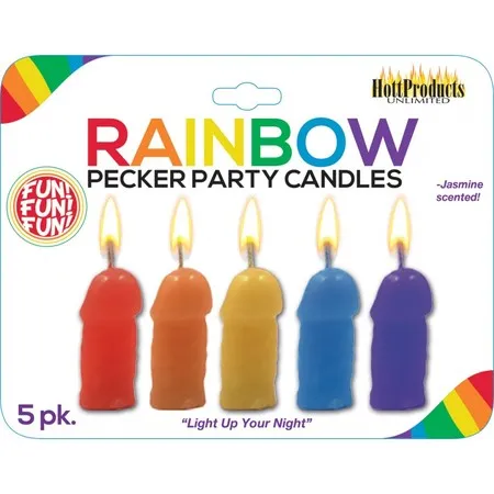 HOT PRODUCTS Anal Rainbow Pecker Party Candles 5pk