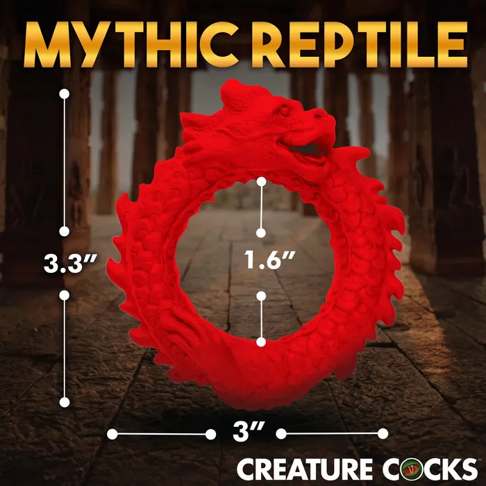 Male Sex Toys XR Brands Creature Cocks Rise of the Dragon Silicone Cock Ring Red
