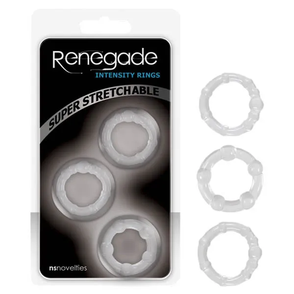 NS Novelties Renegade Intensity Rings Clear Cock Rings Set of 3 Anal