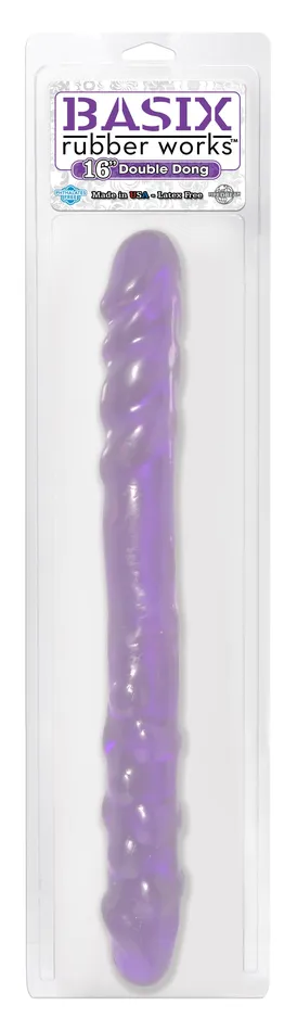 Pipedream Products Basix Rubber Works 16in Double Dong Purple Dildos
