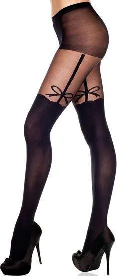 Black Opaque Sheer Pantyhose One Size Music Legs Bodystockings Playsuits