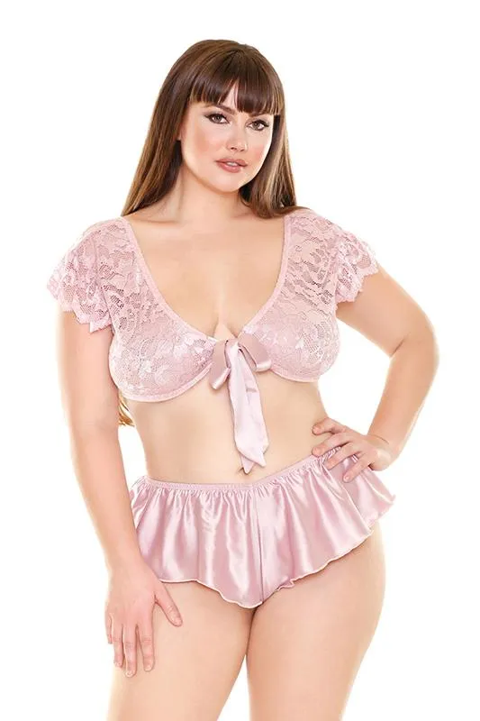 Fantasy Lingerie Female Sex Toys Norah Tie Front Top Flutter Panty Lingerie Set