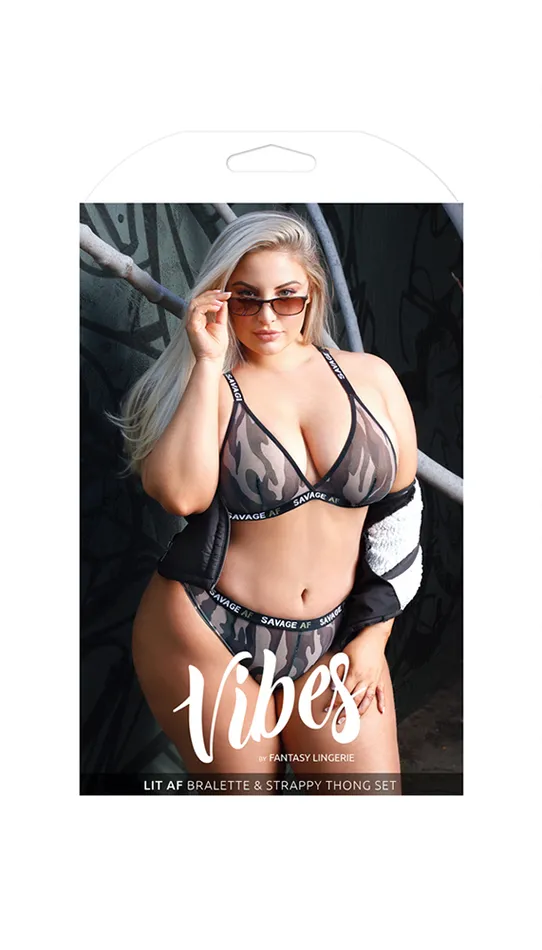 Female Sex Toys Fantasy Lingerie Savage AF Bralette Cheeky Panty Lingerie Set