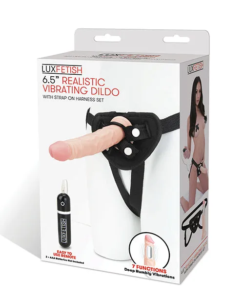 Lux Fetish Female Sex Toys Lux Fetish 65 Realistic Vibrating Dildo Wstrap On Harness Set