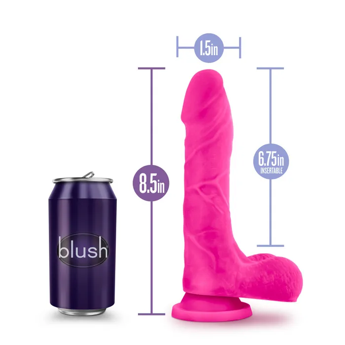 Blush Dildos Au Naturel Bold By Blush Thrill Realistic Pink 85Inch Long Dildo With Balls Suction Cup Base