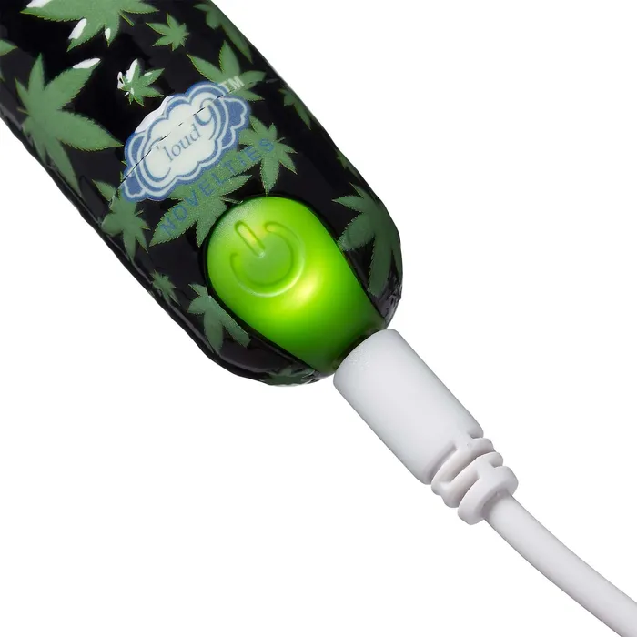 Cloud 9 Novelties Cloud 9 Novelties Black Cannabis Leaf Stubby Vibe Discreet Rechargeable Bullet Vibrator Vibrators