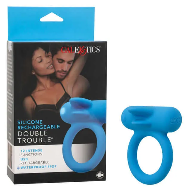 Female Sex Toys California Exotic Novelties Silicone Rechargeable Double Trouble Couples Vibrating Enhancer 12 Intense Functions