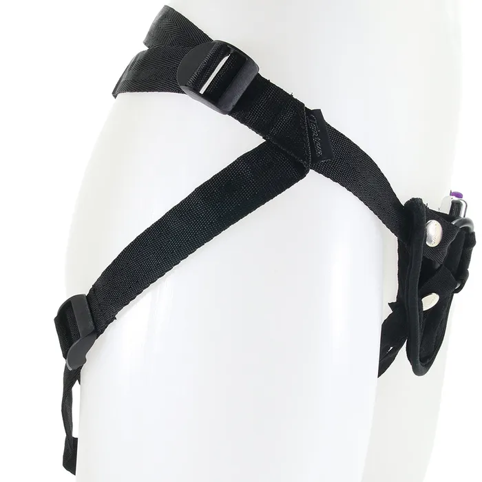 Female Sex Toys Velvet Vibrating Bullet Harness in Black Tantus