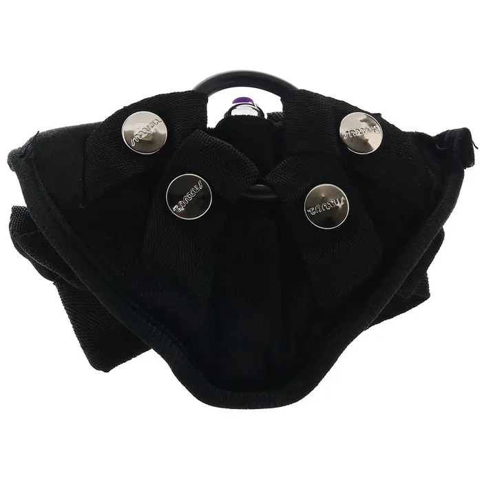 Female Sex Toys Velvet Vibrating Bullet Harness in Black Tantus