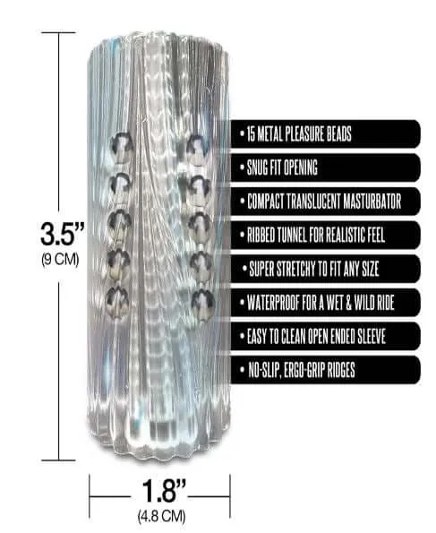 Global Novelties Male Sex Toys MSTR B8 ClearView Beaded Stroker 15 Metal Beads for Unique Sensations