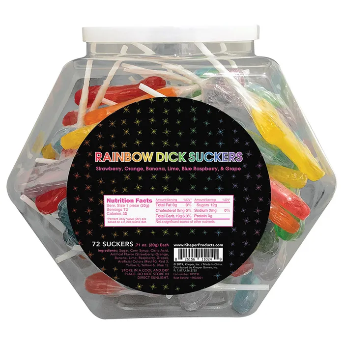 Kheper Games Anal Rainbow Dick Suckers Display of 72 Assorted