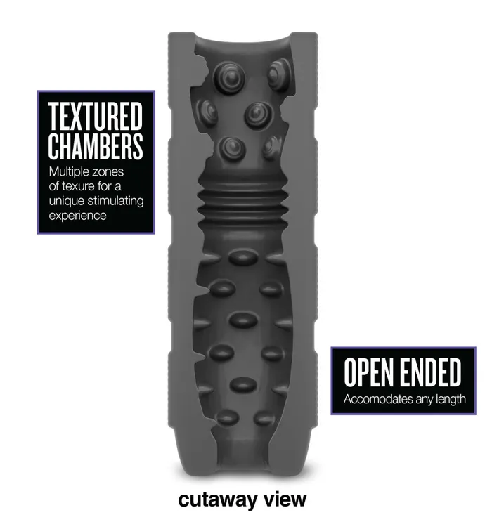 Male Sex Toys Blush M Elite Platinum By Blush Strk 5 Inch Vibrating Masturbator with Pleasure Chambers Made with Purio Ultra Soft Liquid Silicone