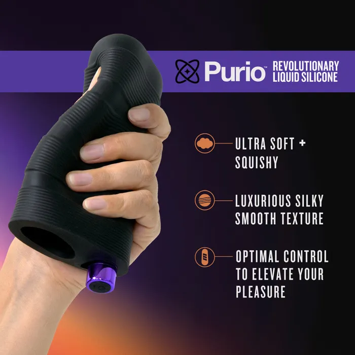 Male Sex Toys Blush M Elite Platinum By Blush Strk 5 Inch Vibrating Masturbator with Pleasure Chambers Made with Purio Ultra Soft Liquid Silicone
