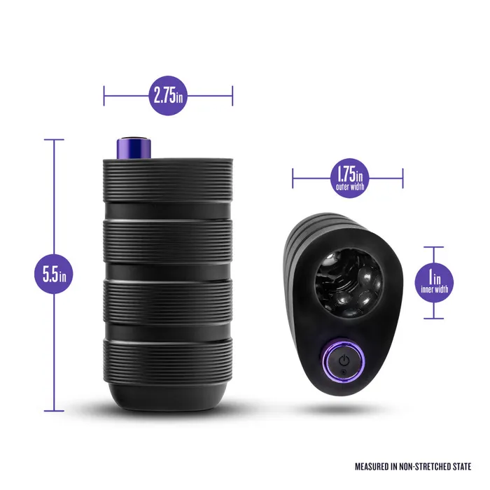 Male Sex Toys Blush M Elite Platinum By Blush Strk 5 Inch Vibrating Masturbator with Pleasure Chambers Made with Purio Ultra Soft Liquid Silicone
