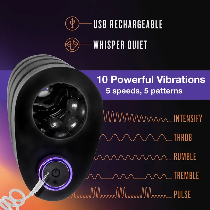 Male Sex Toys Blush M Elite Platinum By Blush Strk 5 Inch Vibrating Masturbator with Pleasure Chambers Made with Purio Ultra Soft Liquid Silicone