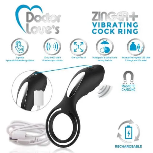Male Sex Toys Doctor Love Doctor Love Zinger Vibrating Rechargeable Cock Ring
