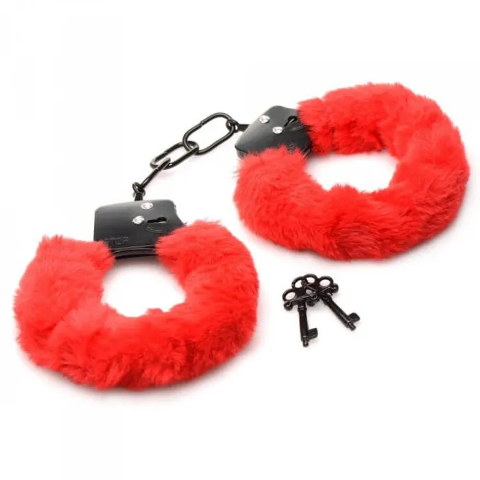 Male Sex Toys XR Brands Master Series Cuffed In Fur Adjustable Red Furry Handcuffs by XR Brands Male Sex Toys XR Brands Master Series Cuffed In Fur Adjustable Red Furry Handcuffs by XR Brands
