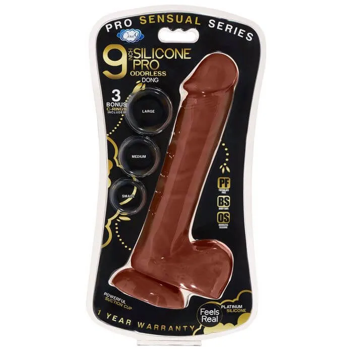 Pro Sensual Premium Silicone Dong with 3 Bonus CRings Brown 9 inches Cloud 9 Novelties Dildos Pro Sensual Premium Silicone Dong with 3 Bonus CRings Brown 9 inches Cloud 9 Novelties Dildos