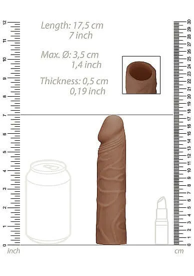 SHOTS AMERICA Male Sex Toys Experience Realistic Pleasure with the Realrock Penis Sleeve 7 inches in Medium Skin Tone