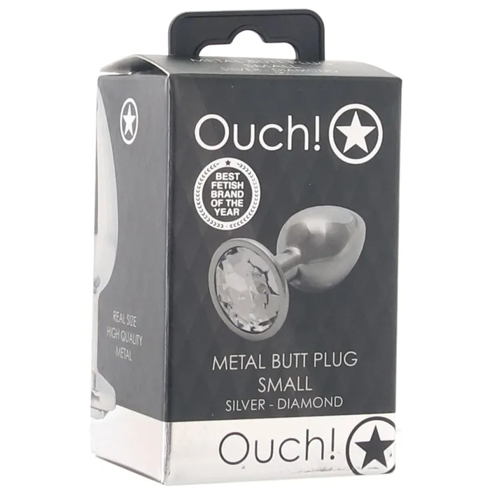 Shots Toys Anal Ouch Round Gem Silver Plug in Small