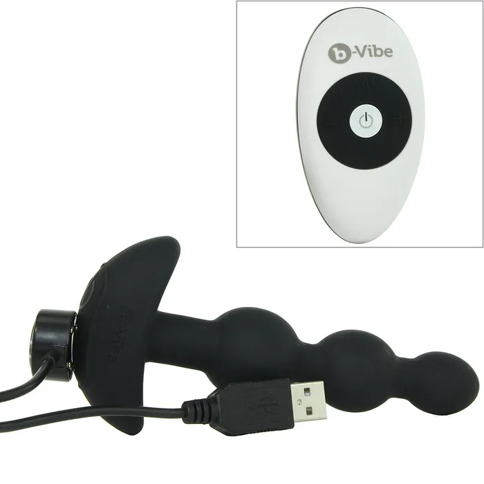 Triplet Remote Vibrating Beaded Plug in Black BVibe Anal