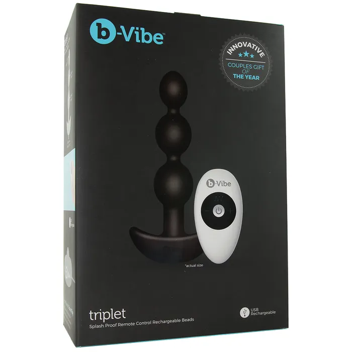 Triplet Remote Vibrating Beaded Plug in Black BVibe Anal