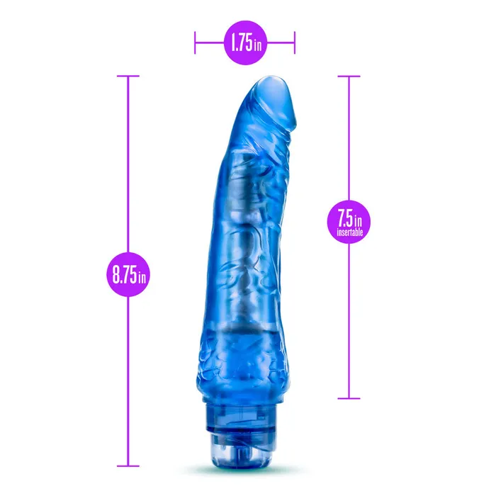 Vibrators Blush B Yours By Blush Vibe 7 Realistic Blue 85Inch Long Vibrating Dildo