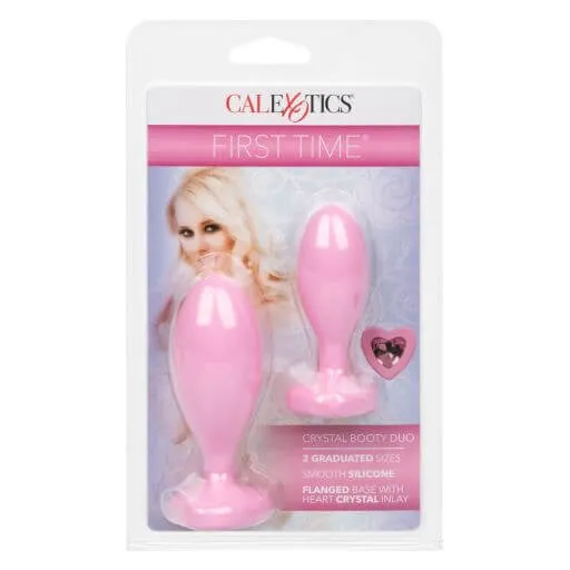 Vibrators California Exotic Novelties First Time Love Crystal Booty Duo Pink