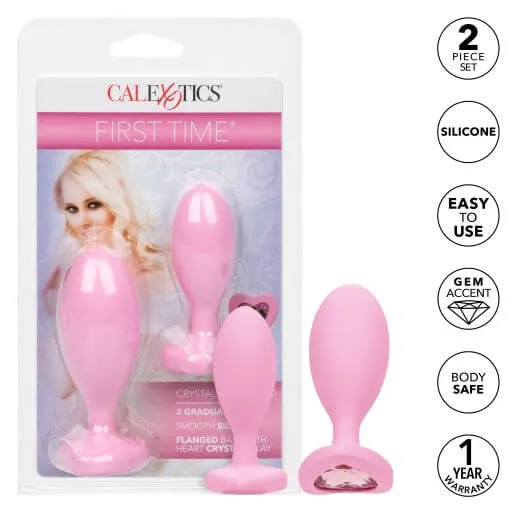 Vibrators California Exotic Novelties First Time Love Crystal Booty Duo Pink