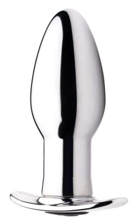 XR Brands Master Series Chrome Blast 7X Butt Plug with Remote Control Small Silver XR Brands Male Sex Toys