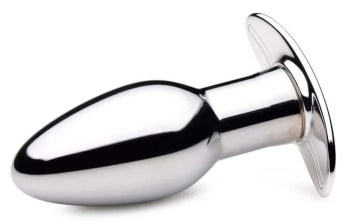 XR Brands Master Series Chrome Blast 7X Butt Plug with Remote Control Small Silver XR Brands Male Sex Toys