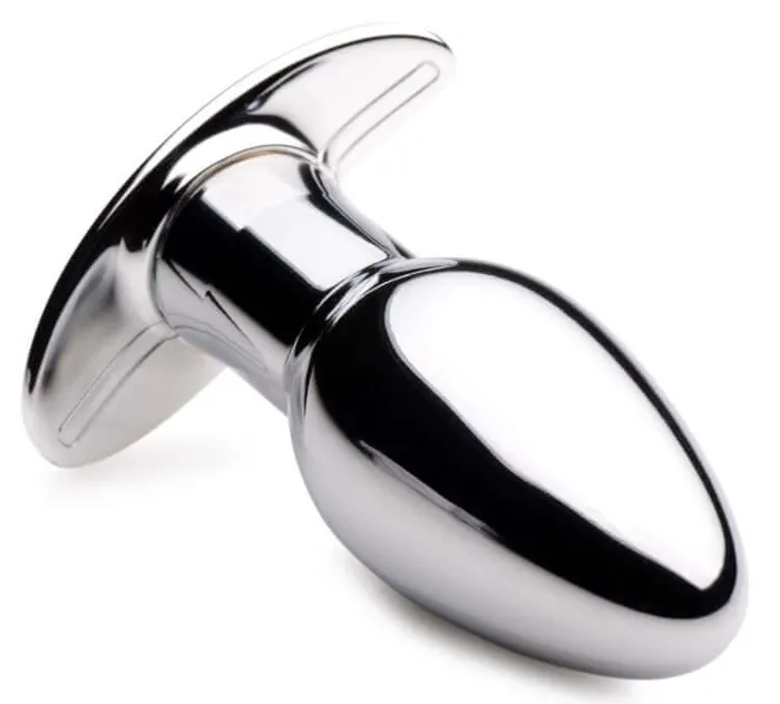 XR Brands Master Series Chrome Blast 7X Butt Plug with Remote Control Small Silver XR Brands Male Sex Toys