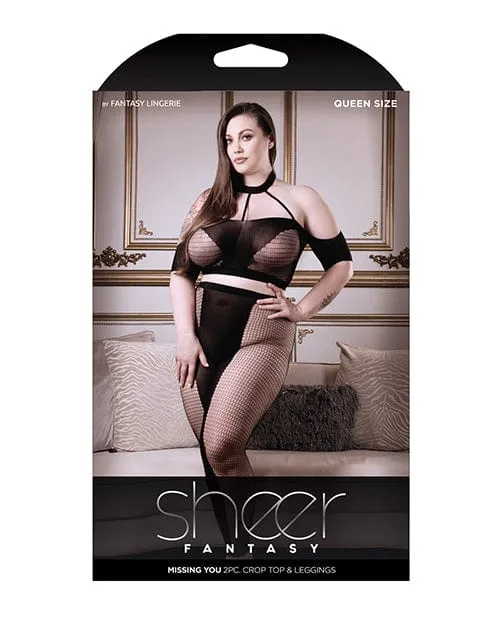 Anal Fantasy Lingerie Sheer Fantasy Missing You Opaque Net Off Should Top Wleggings Black Queen