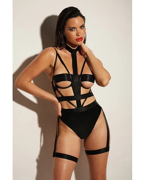 Anal Oh La La Cheri Fetish Lethal Underwire Peek A Boo Vinyl Teddy With choker Black