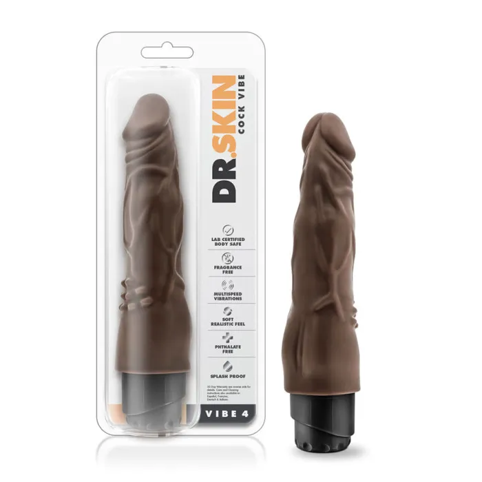 Blush Novelties Dildos Dr Skin Cock Vibe 4 8 Inch Vibrating Cock Chocolate