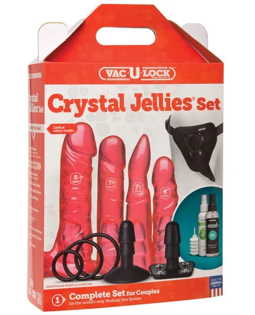 Dildos Doc Johnson VacULock Crystal Jellies Set Pink