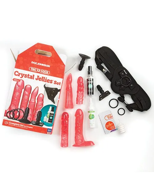 Dildos Doc Johnson VacULock Crystal Jellies Set Pink
