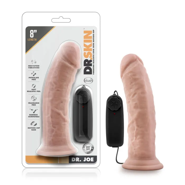 Dr Skin Dr Joe 8 Inch Vibrating Cock With Suction Cup Vanilla Blush Novelties Female Sex Toys