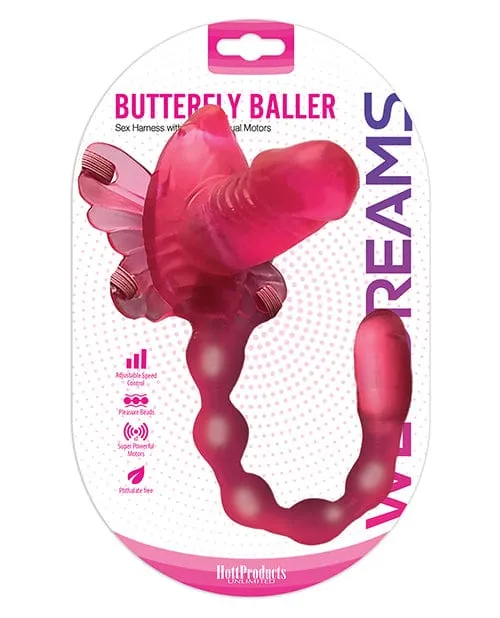 Female Sex Toys Hott Products Wet Dreams Butterfly Baller Sex Harness with Dildo Pink