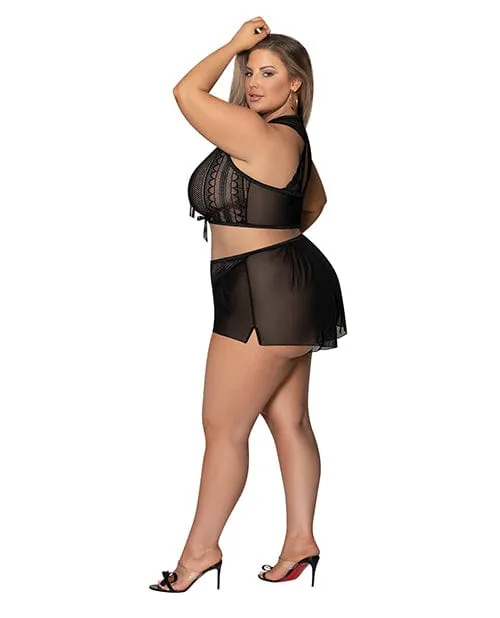 Magic Moments Intl Anal Modern Romance Tie Front Halter Tap Pant Black 2x