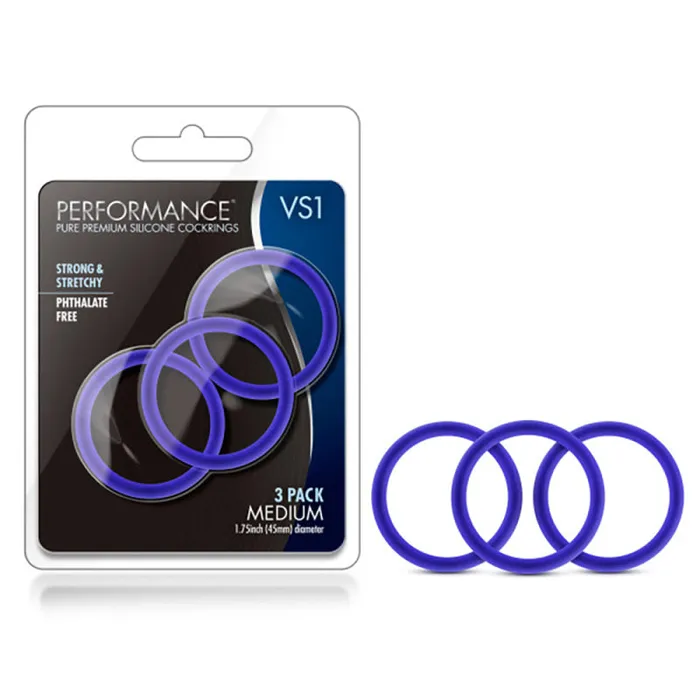 Performance Vs1 Pure Premium Silicone Cockrings Medium Indigo Blush Novelties Female Sex Toys Performance Vs1 Pure Premium Silicone Cockrings Medium Indigo Blush Novelties Female Sex Toys