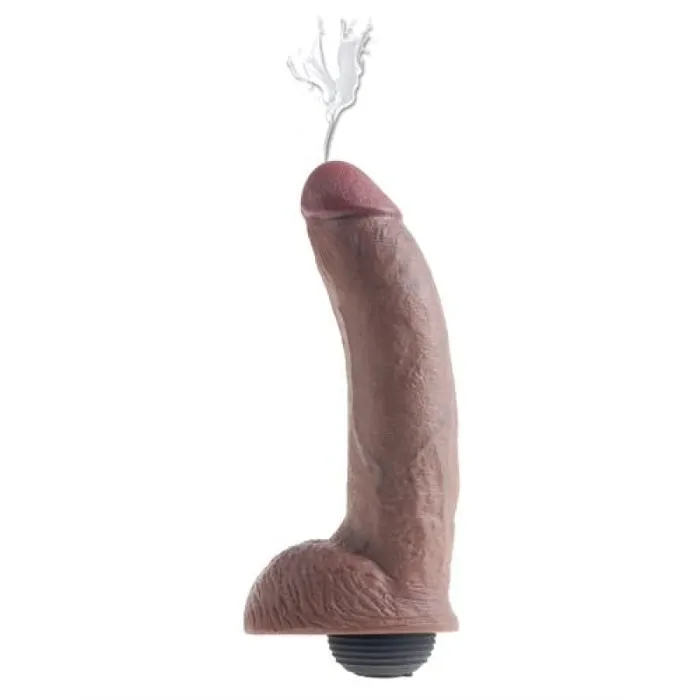 Pipedream Dildos King Cock 9 Inch Squirting Cock With Balls Brown