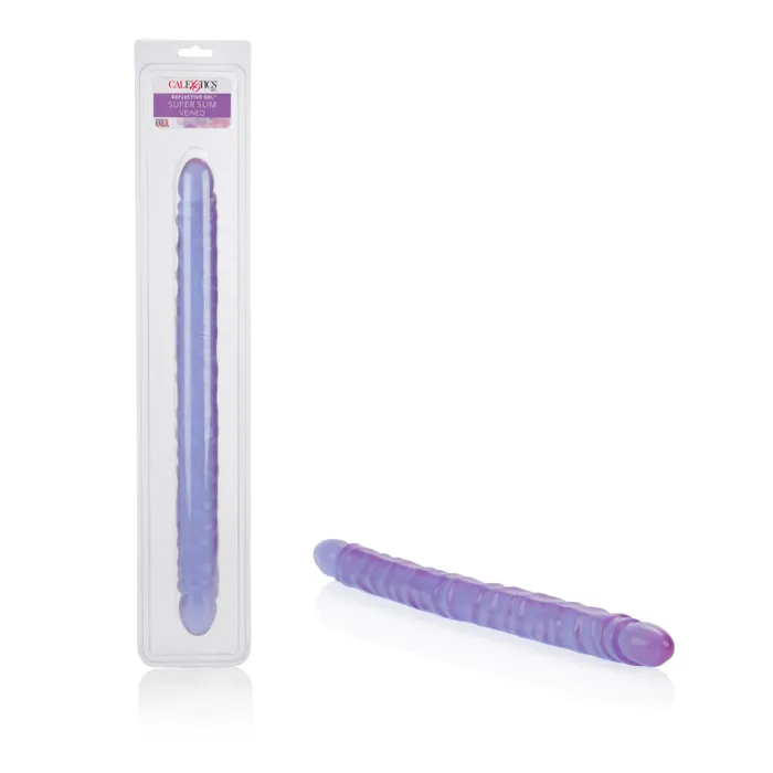 Slim Jim Duo 17 Inches Veined Super Slim Dong Purple CalExotics Dildos