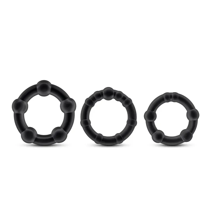 Stay Hard Beaded Cockrings 3 Pack Black Blush Novelties Anal