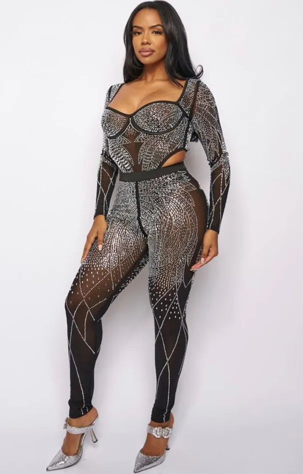 Bling Jumpsuit 2pcs Body and Pants dreamgirl Anal